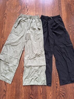 Forever 21 Women Cargo Pants Duo - Light Olive & Black